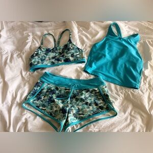 Athleta Kids Swim Set in Blue and Torquise Reversible